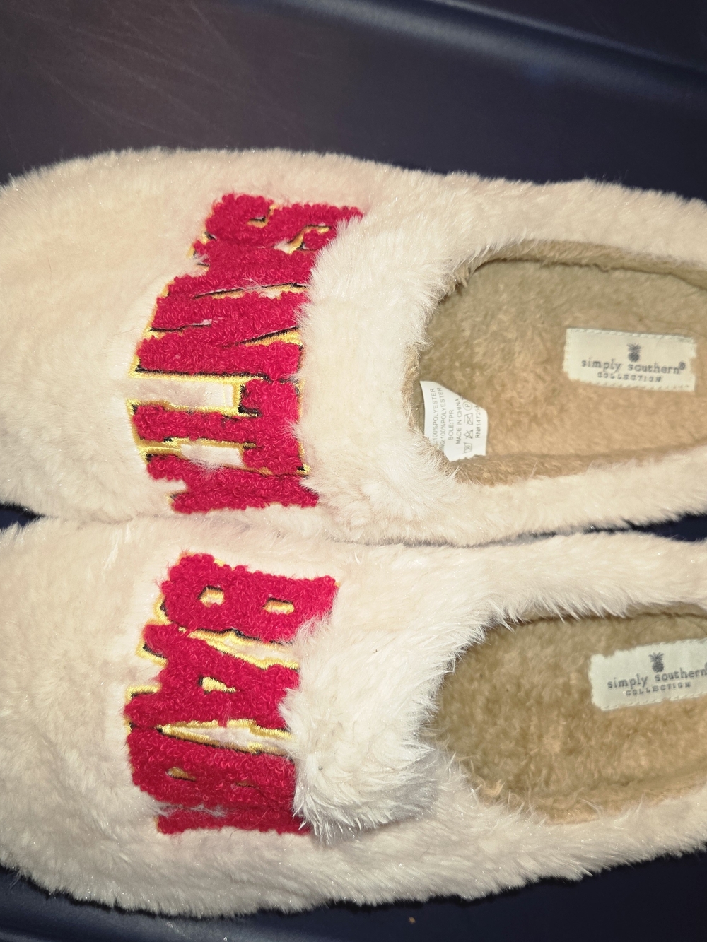 Simply Southern Santa Baby Cream Fuzzy Christmas Slipp
